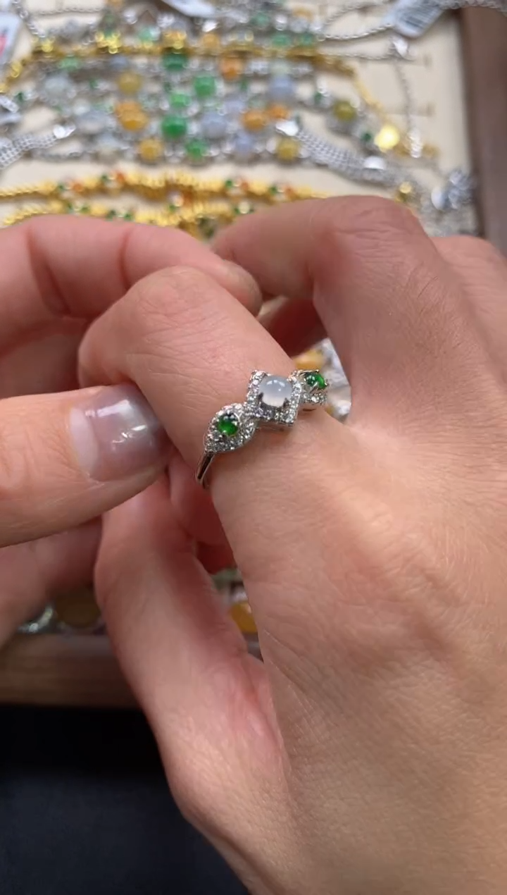 【闪购商品】翡翠戒指银S925镶嵌111111--1