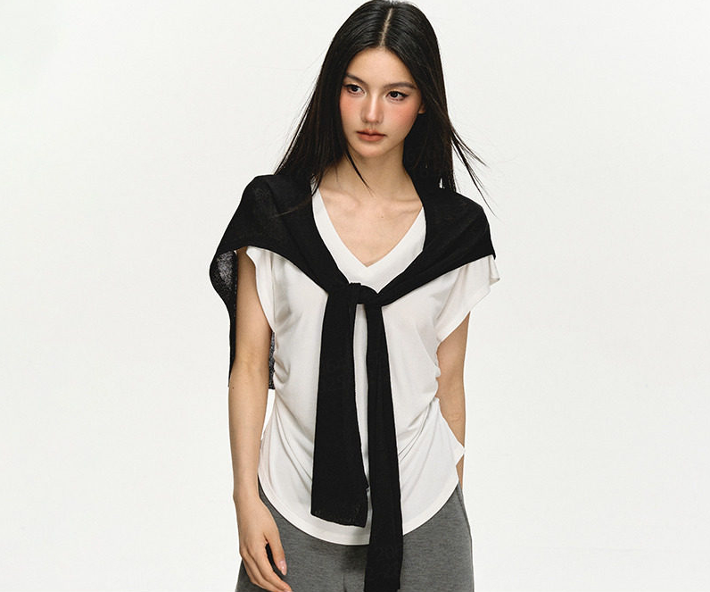 anna aneae针织披肩女夏百搭绑带时尚外披坎肩薄款外搭衬衫斗篷潮