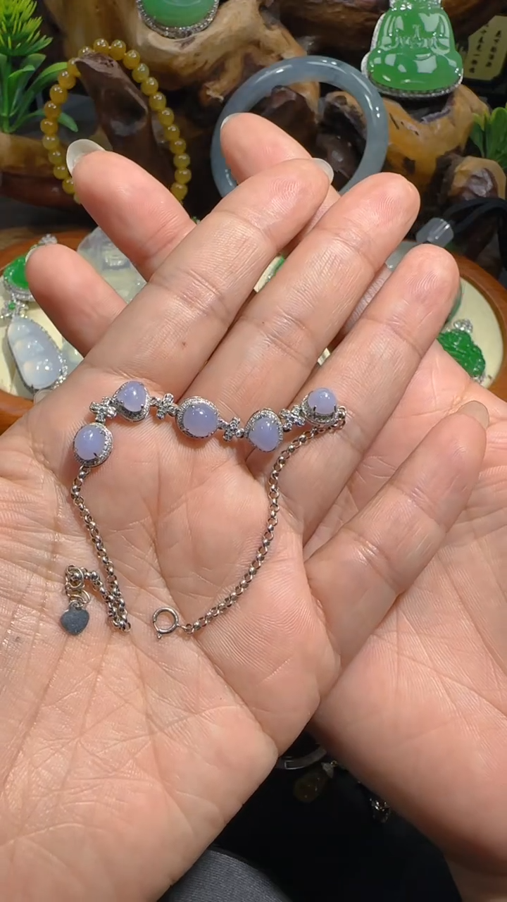 【闪购商品】翡翠手链18K金镶嵌手链