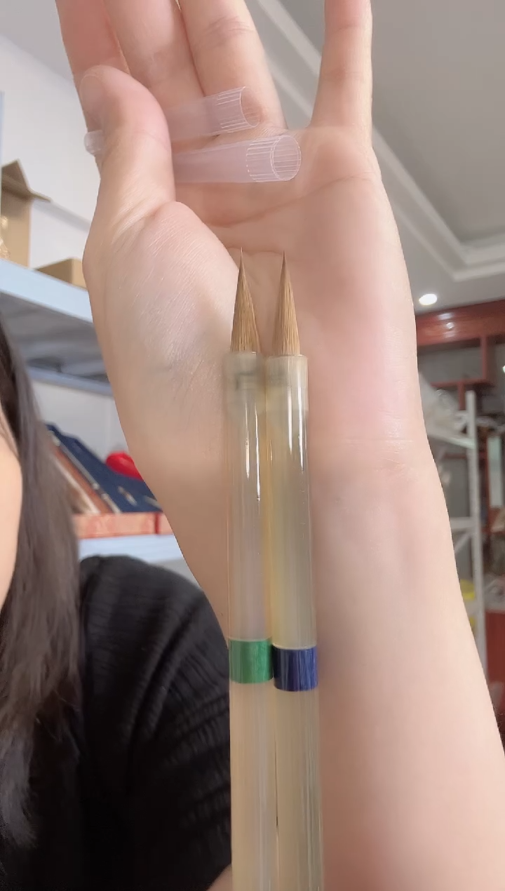 全羊角绿蓝圈狼毫2.0一对