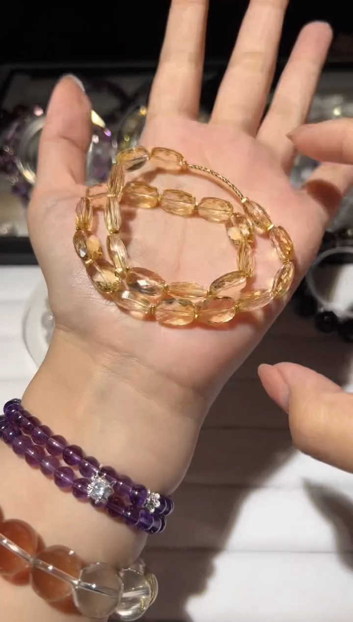 【闪购商品】黄晶手链未镶嵌黄水晶diy双圈