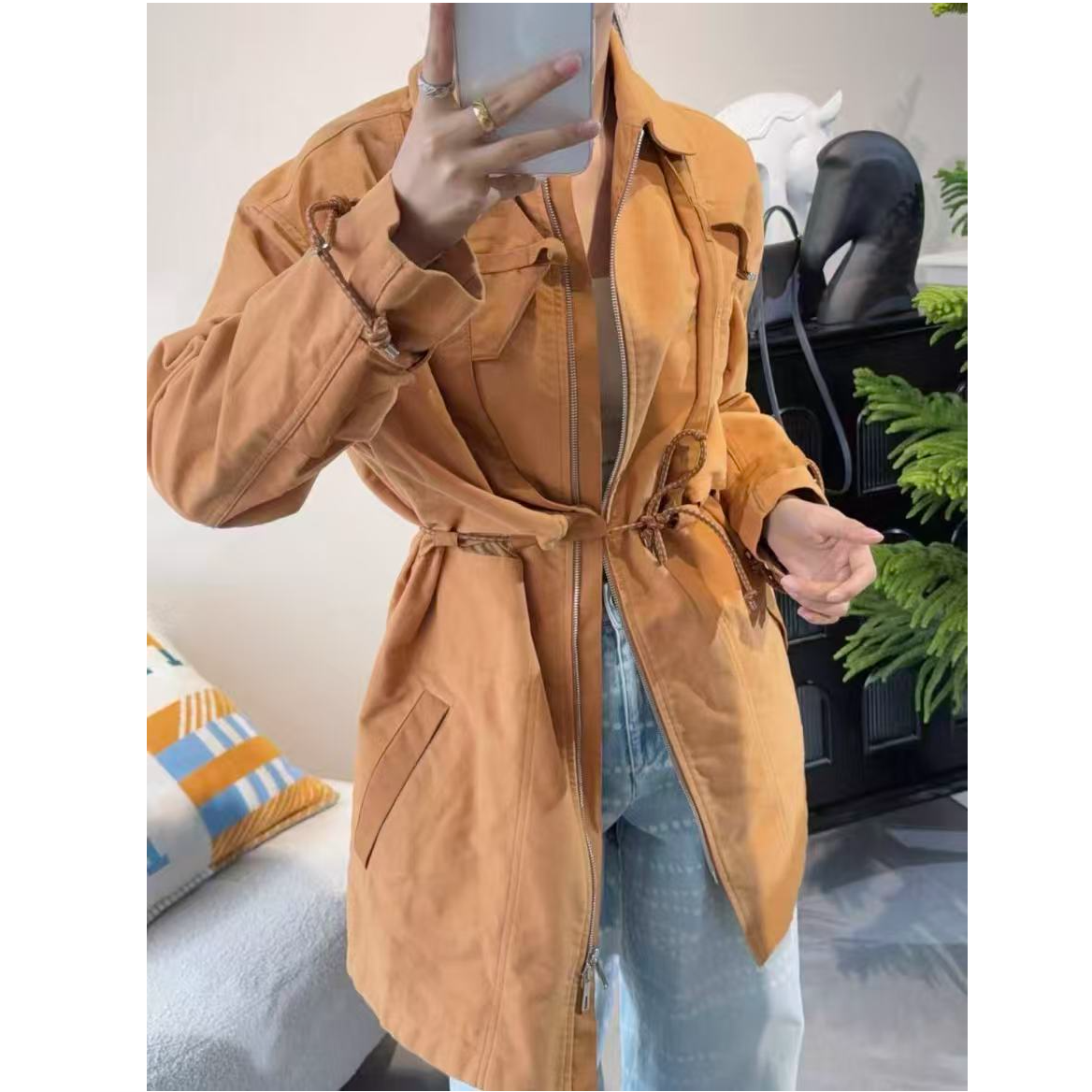 未使用 Hermes/爱马仕 蔚蓝/风衣/36码/LZ1225H998