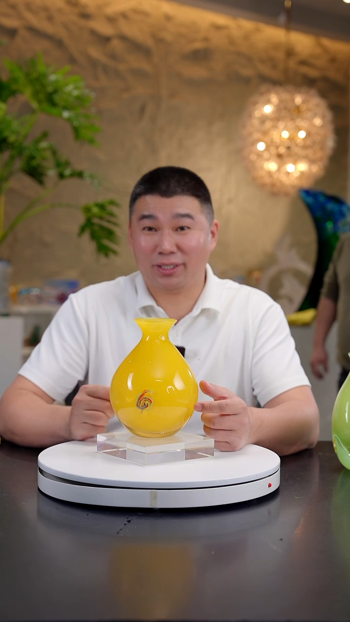 手工艺品琉璃黄色设计款花器