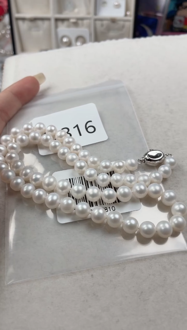 银S925镶嵌项链淡水珍珠Q316