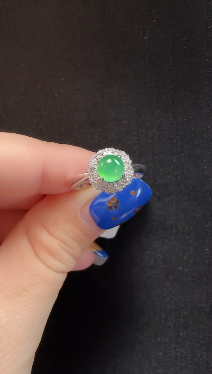 18K金镶嵌戒指翡翠944蛋面一枚