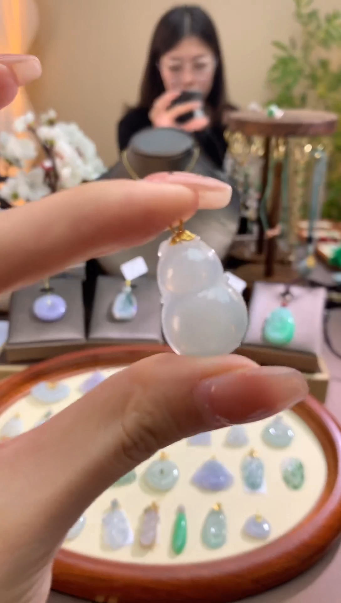 【闪购商品】翡翠颈饰18K金镶嵌葫芦