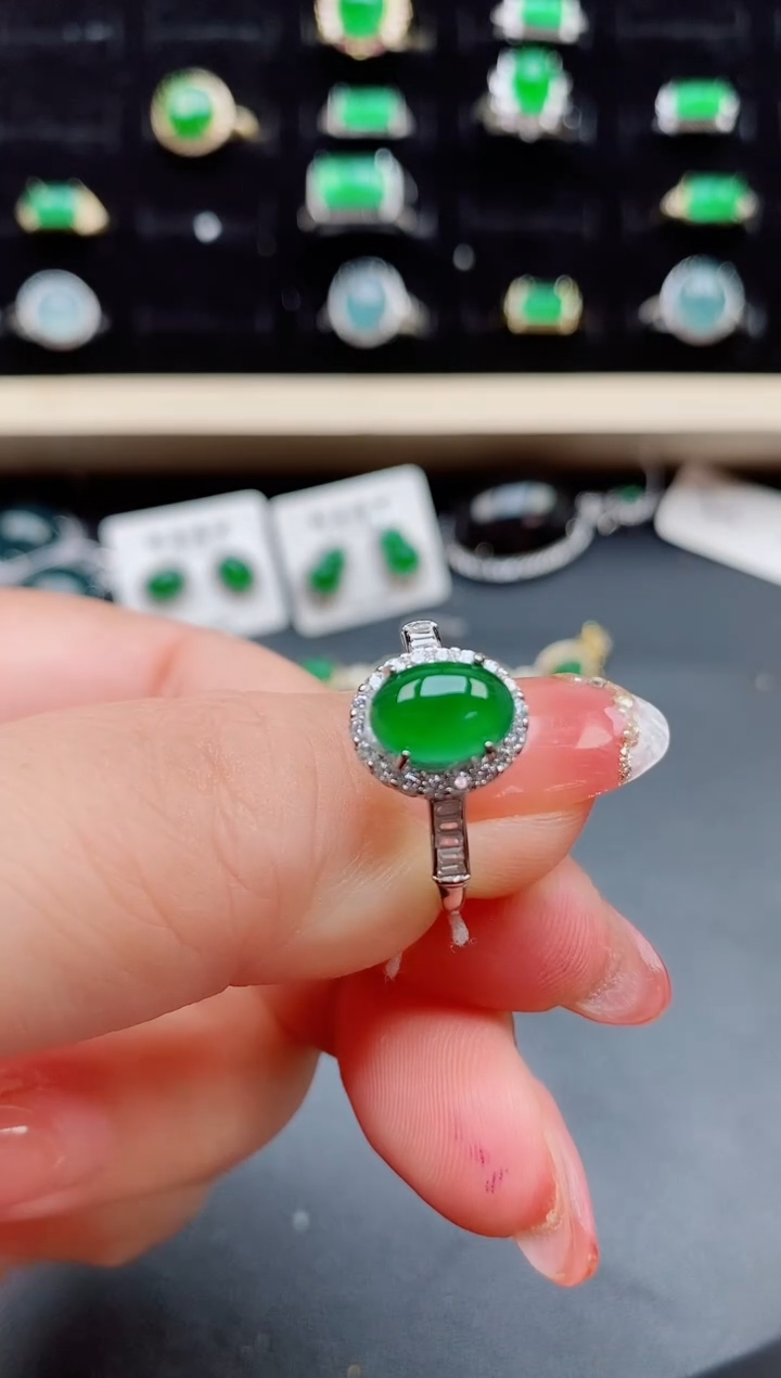 【闪购商品】翡翠戒指银S925镶嵌508580