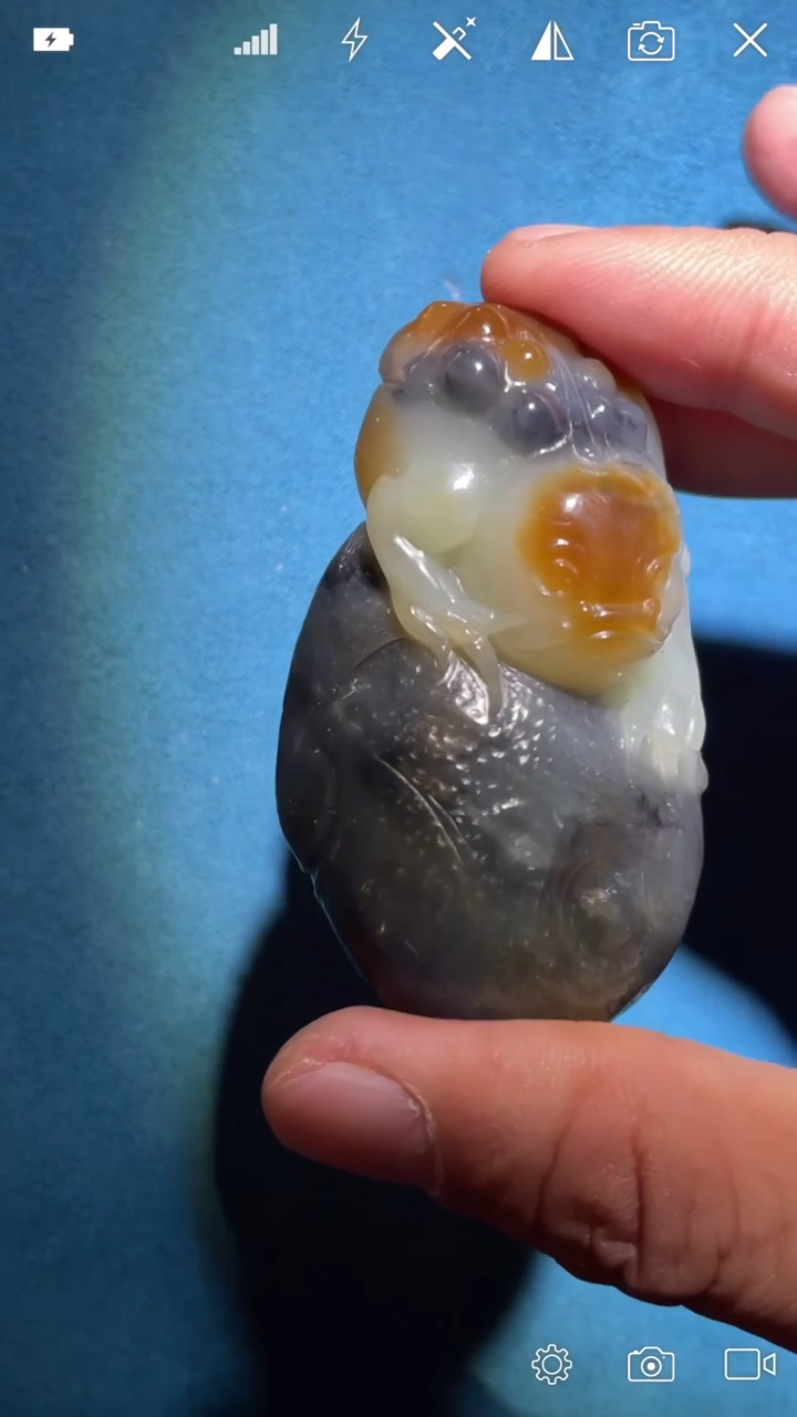 【闪购商品】和田玉XY未镶嵌三色金蟾手把件