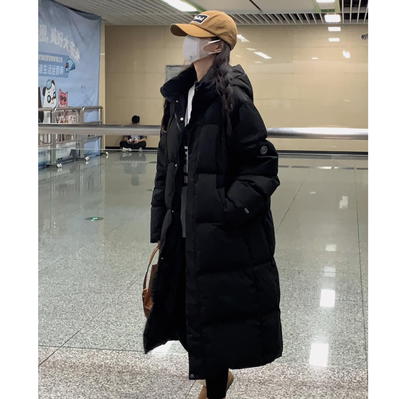 326 冬季加厚保暖时尚情侣休闲长款棉服棉衣 F339 三楼