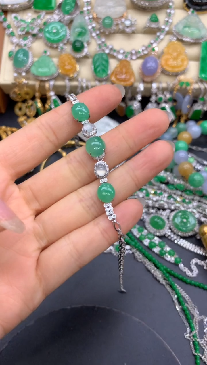 【闪购商品】翡翠手链18K金镶嵌362-中国好珍宝