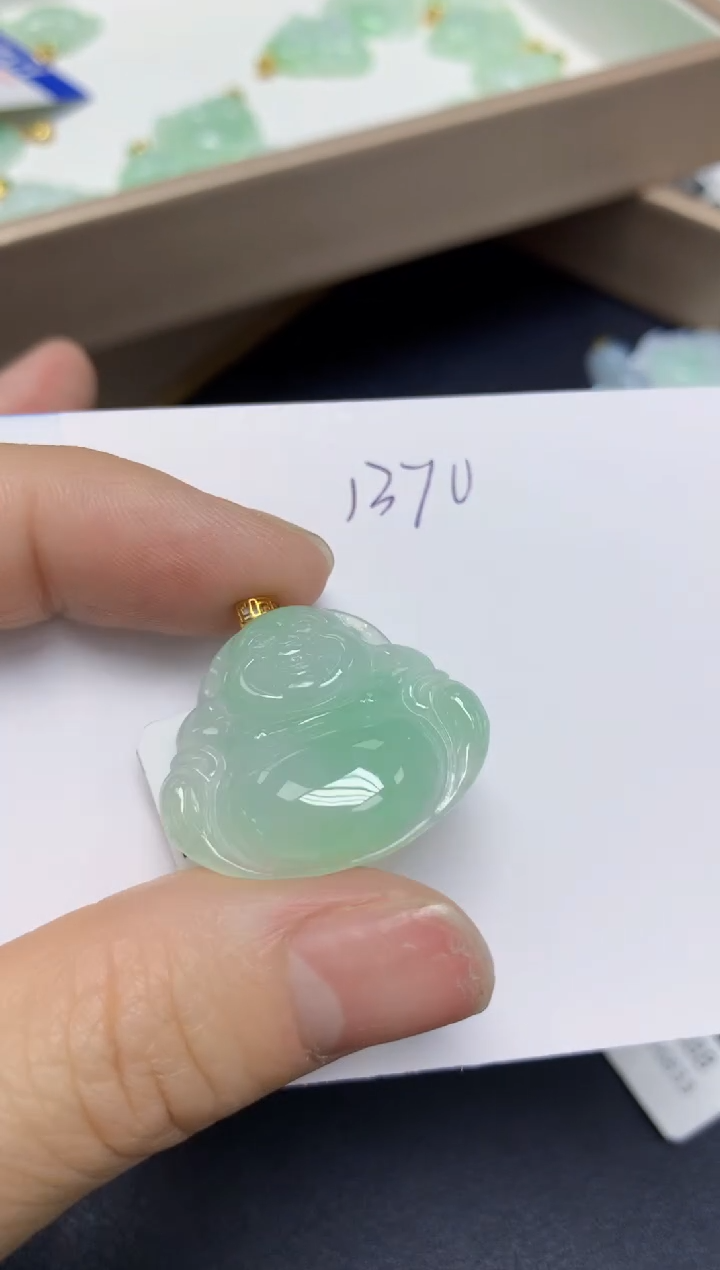 【闪购商品】翡翠18K金镶嵌挂件天然翡翠A货