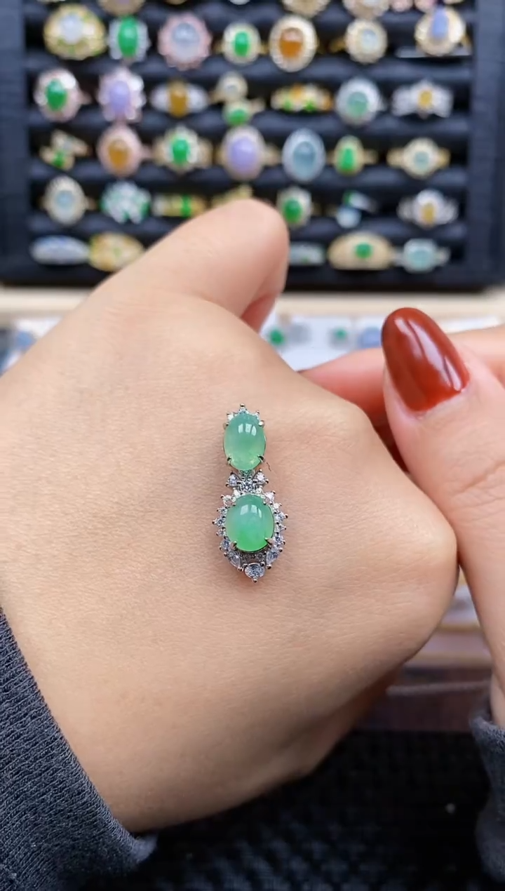 银S925镶嵌戒指翡翠294