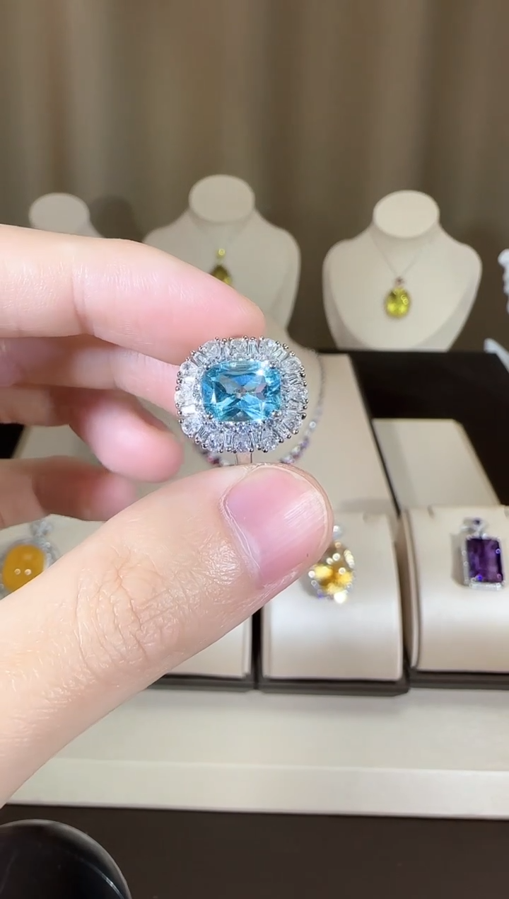 【闪购商品】托帕石戒指银S925镶嵌10*8mm