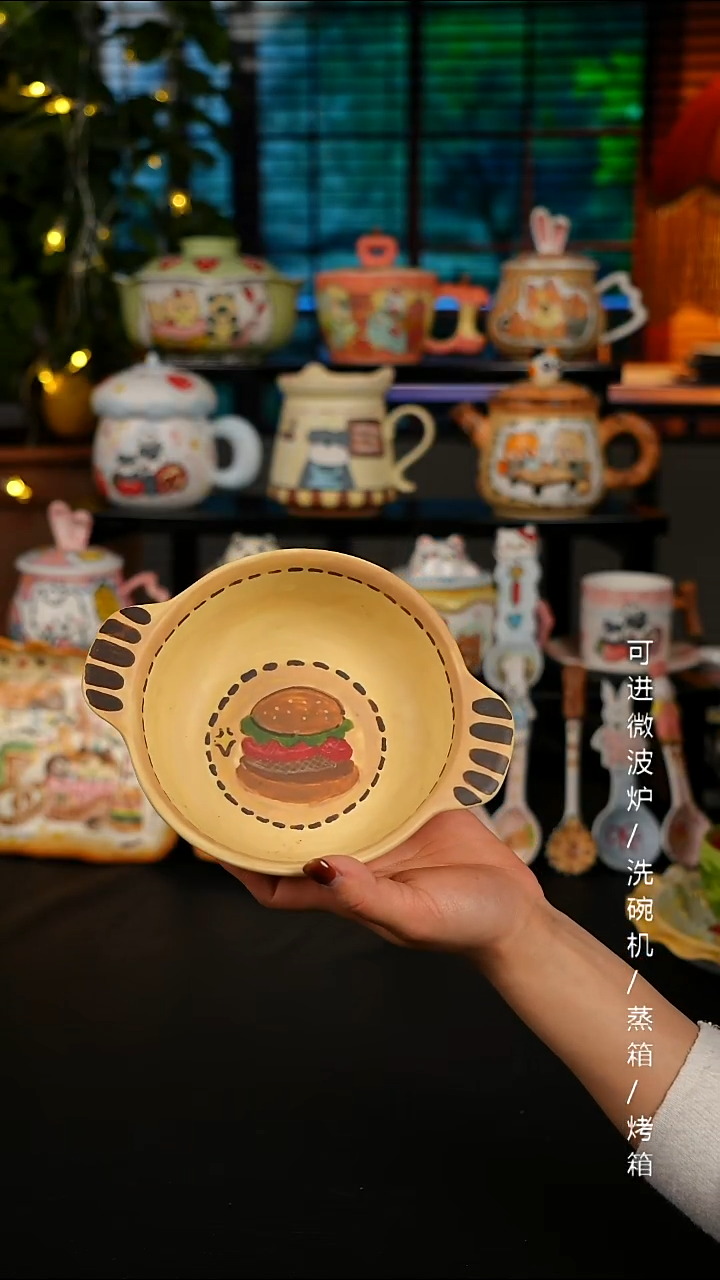 陶瓷无盖款景德镇高温釉下彩纯手绘创意瓷 默认微瑕 不退不换