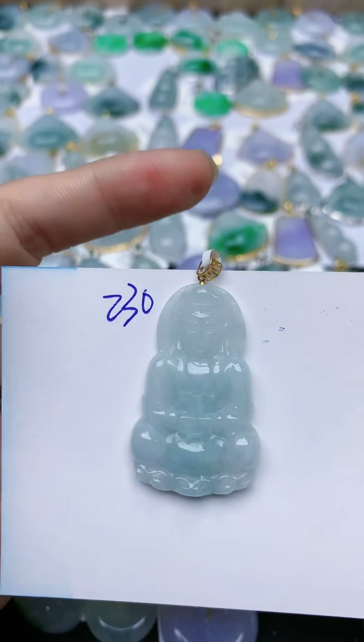 【闪购商品】翡翠颈饰18K金镶嵌天然翡翠A货    