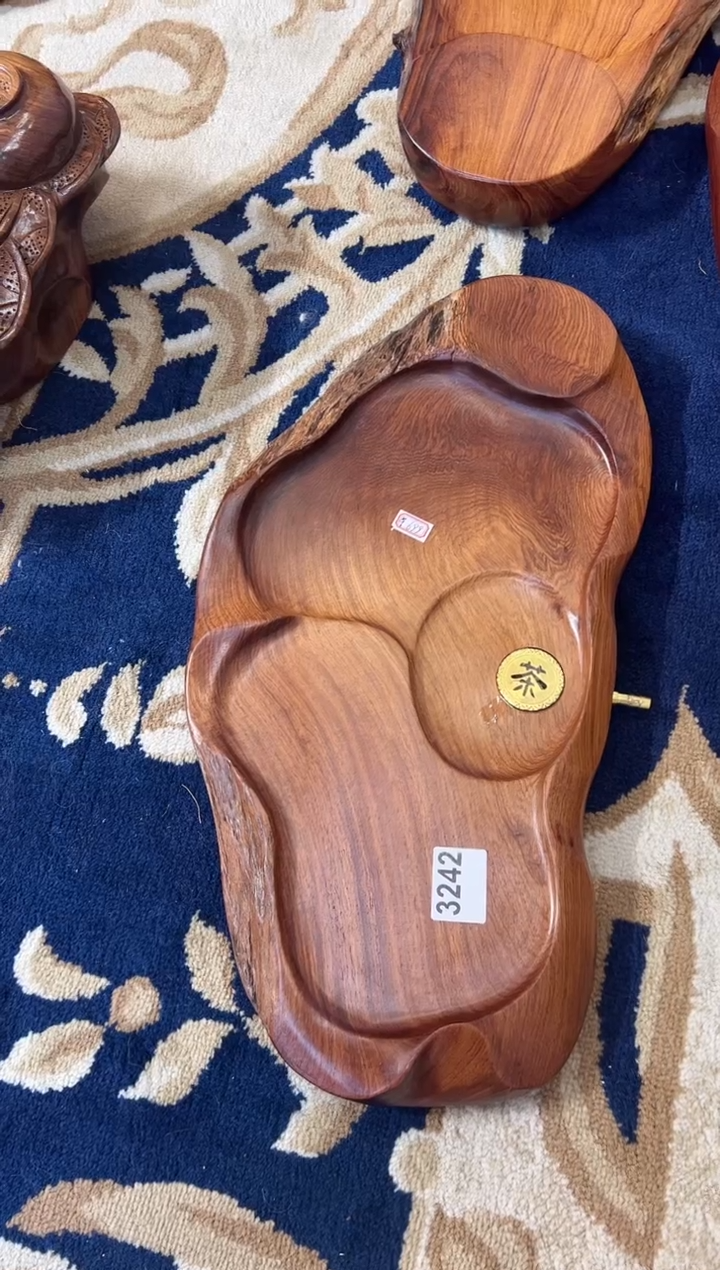 【闪购商品】大果紫檀（缅甸花梨）茶盘3242