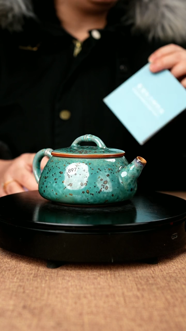 【闪购商品】897#一级品原矿钧瓷炉钧釉竹节石瓢壶