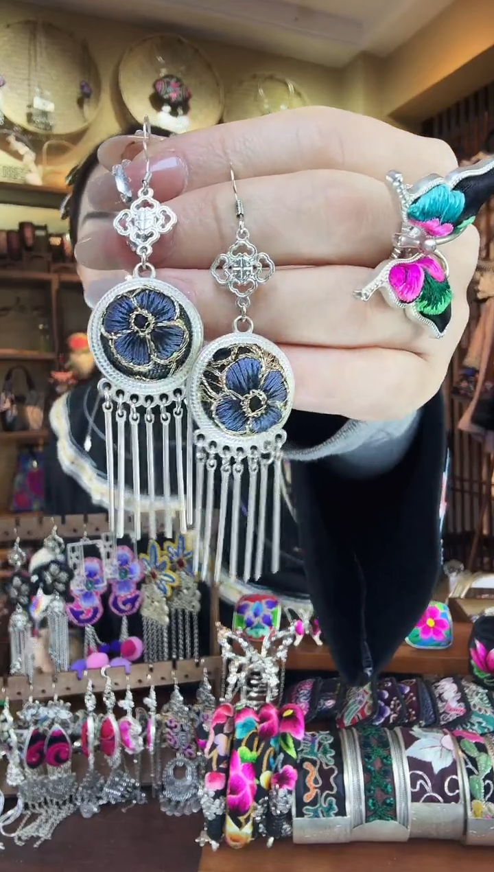 刺绣非遗刺绣民族风耳环