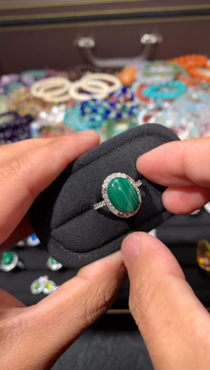 未镶嵌孔雀石戒指F35【多样性发其一】