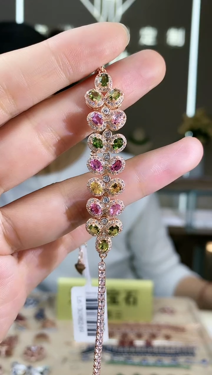 【闪购商品】碧玺手链银S925镶嵌手链