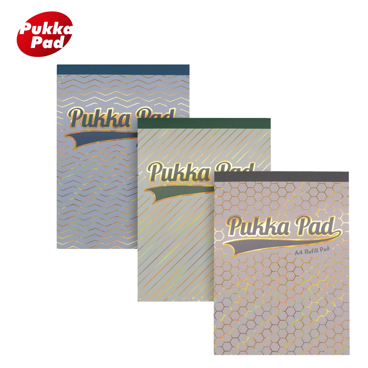 Pukka Pad 闪金A4上翻易撕替芯笔记本学生考研4孔分栏美式拍纸本