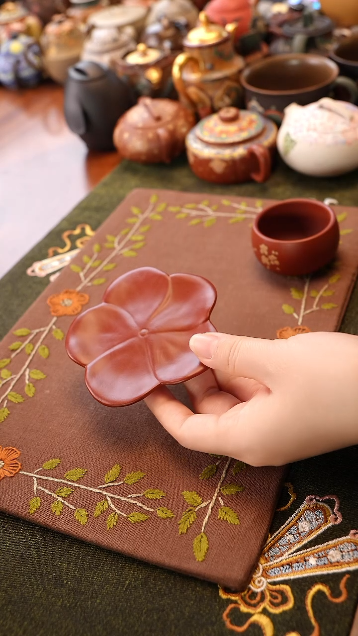 茶壶紫砂朱泥梅花杯垫