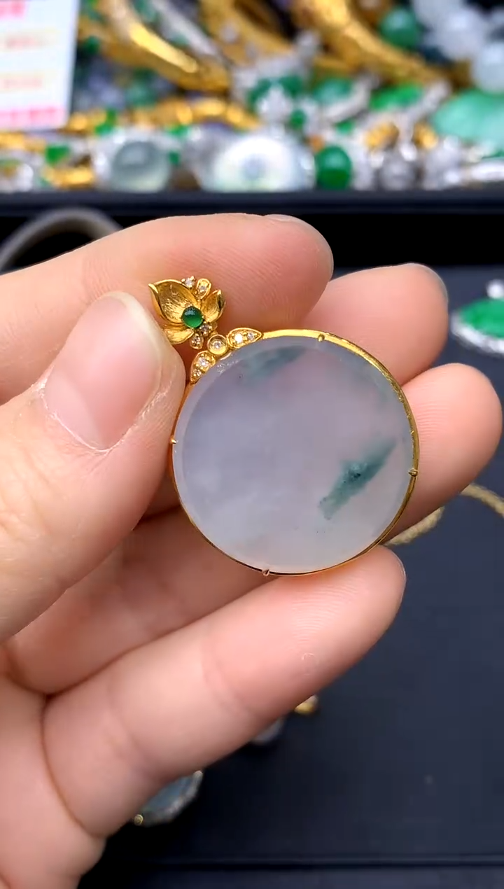 颈饰18K金镶嵌翡翠299-中国好珍宝