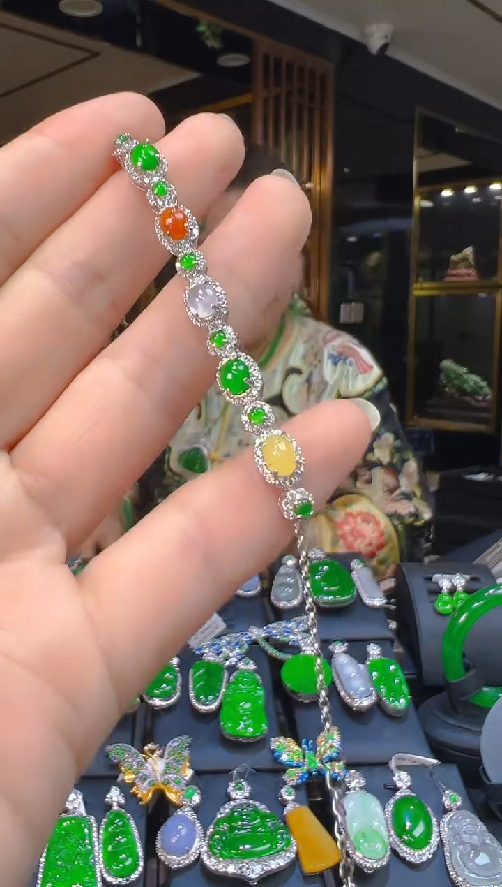 银S925镶嵌手链翡翠060(多样性发货发其一)
