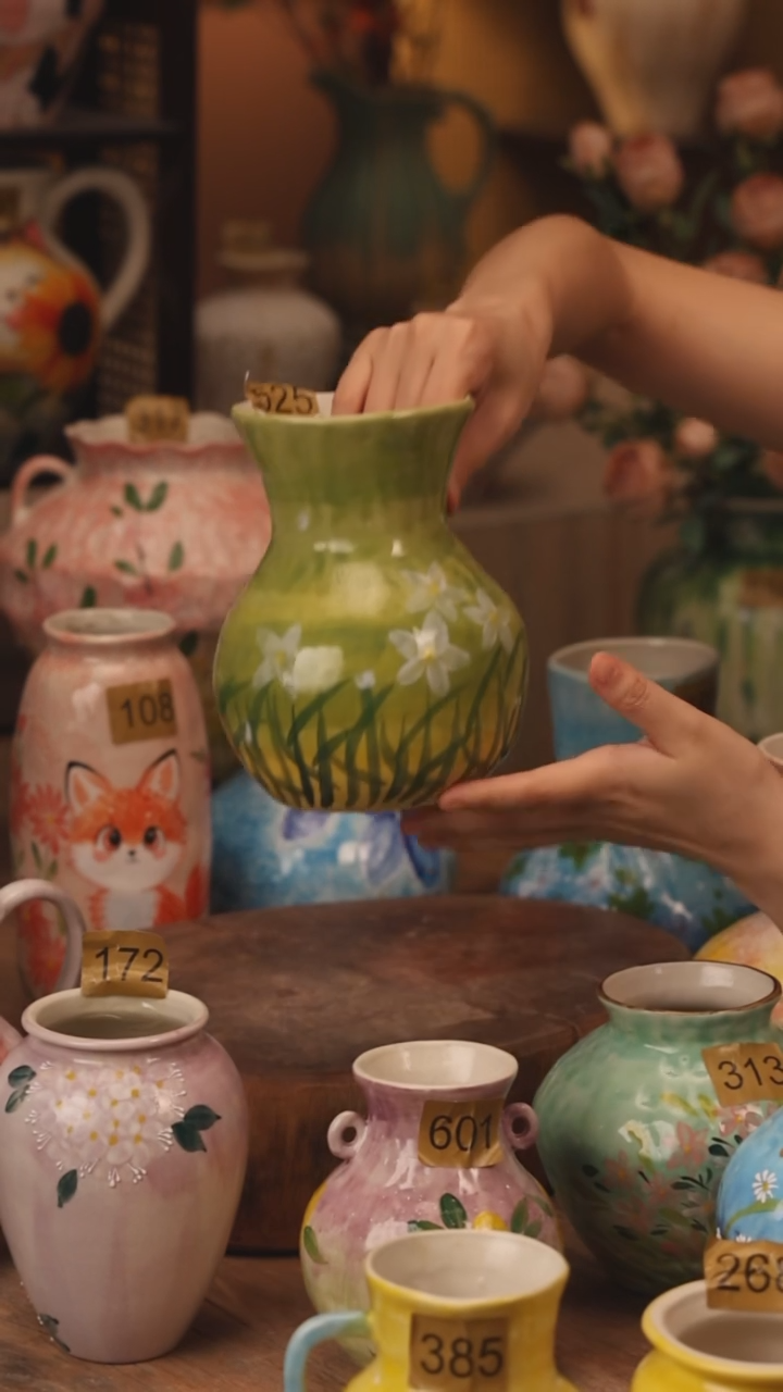 陶瓷525景德镇设计师手作花器摆件侘寂风