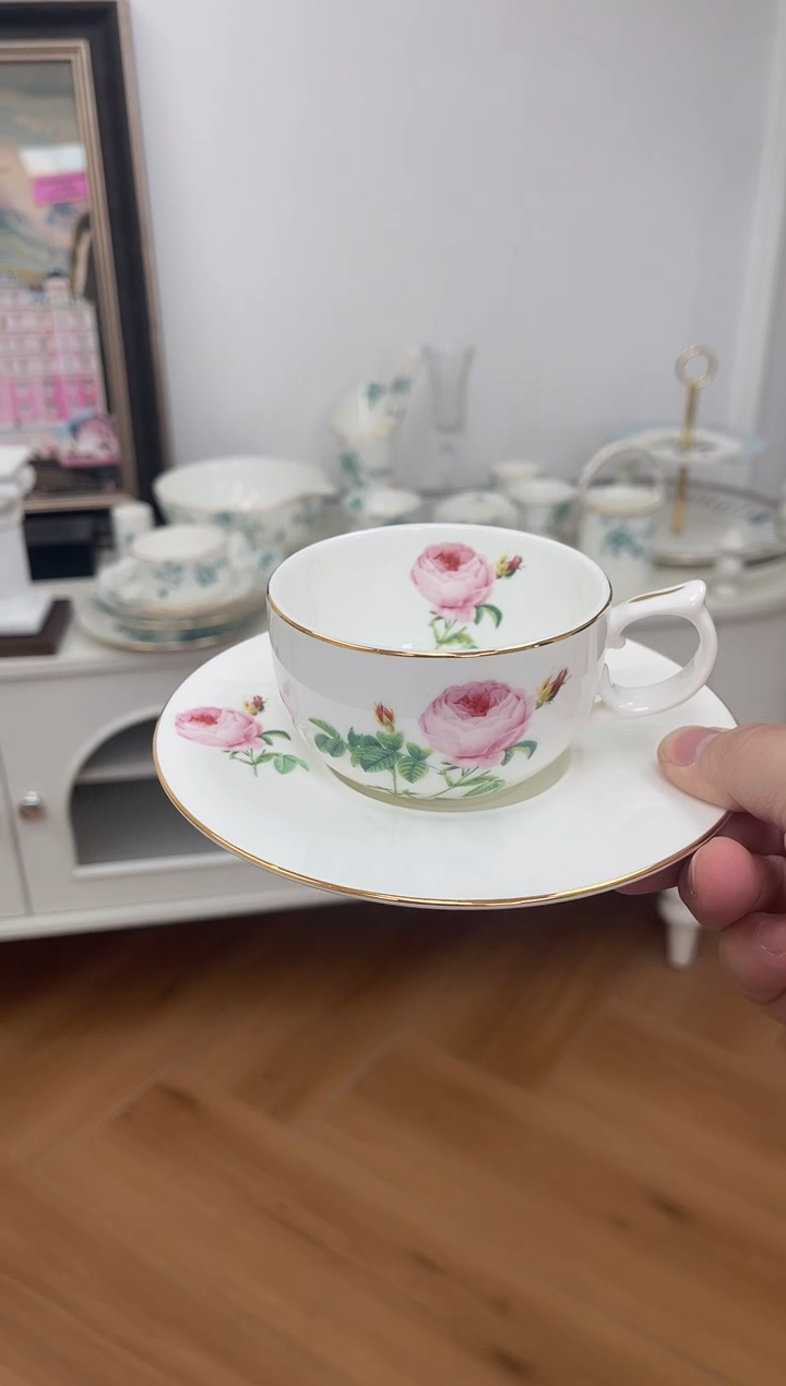 杯玫瑰新咖啡杯碟