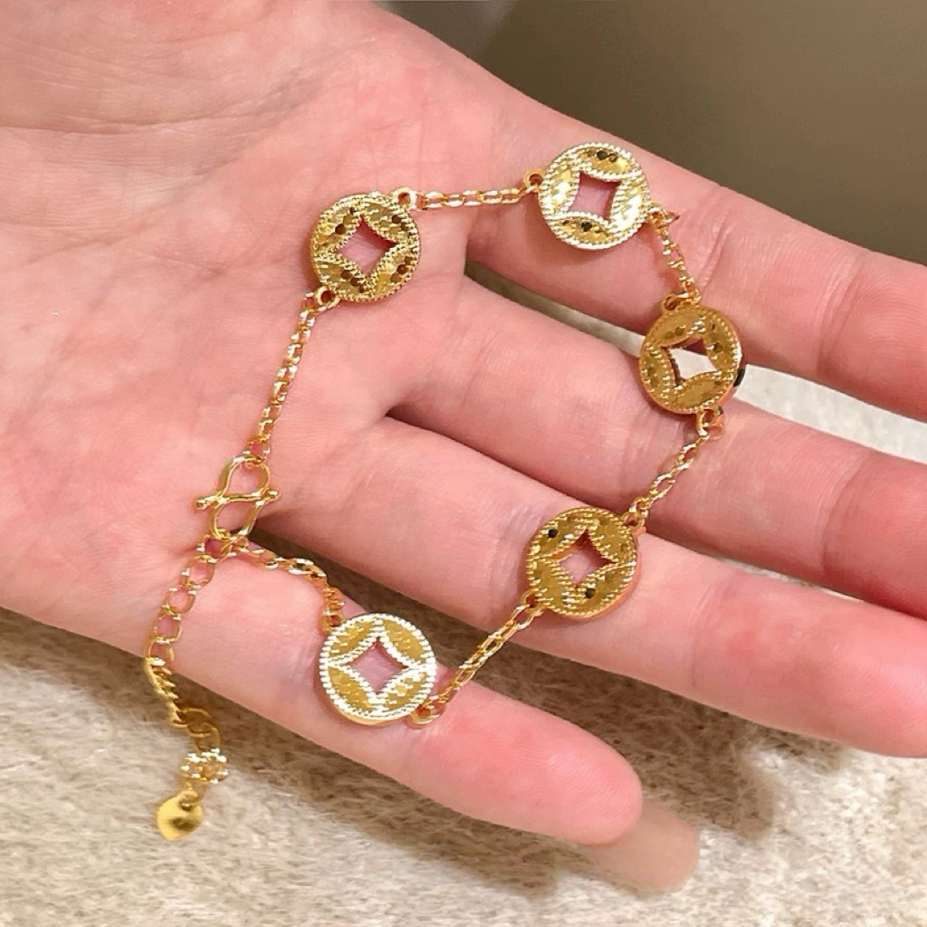 合金手镯  A123【链接乱上】古法钱财源滚滚招财暴富铜钱