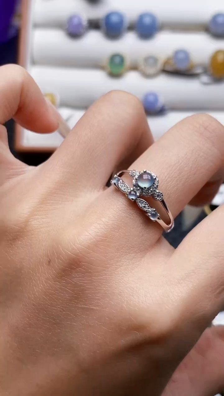 银S925镶嵌戒指翡翠4542