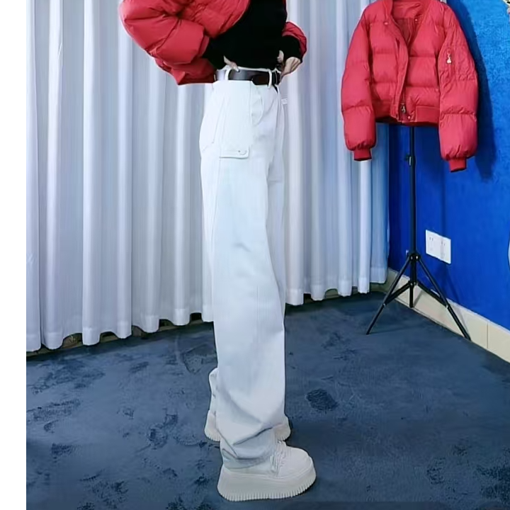 月光灰美式弯刀牛仔裤50021