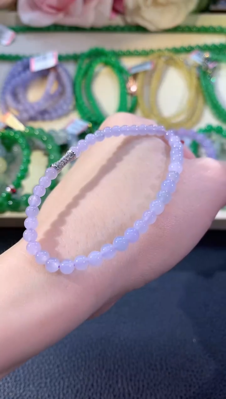 未镶嵌手串翡翠冬日珠宝E54紫货有色差