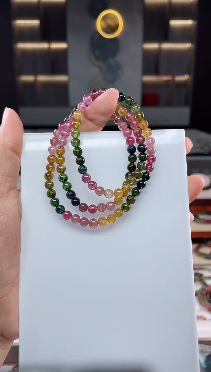 未镶嵌老矿碧玺三圈手串5mm+碧玺（多样性发一条）Q