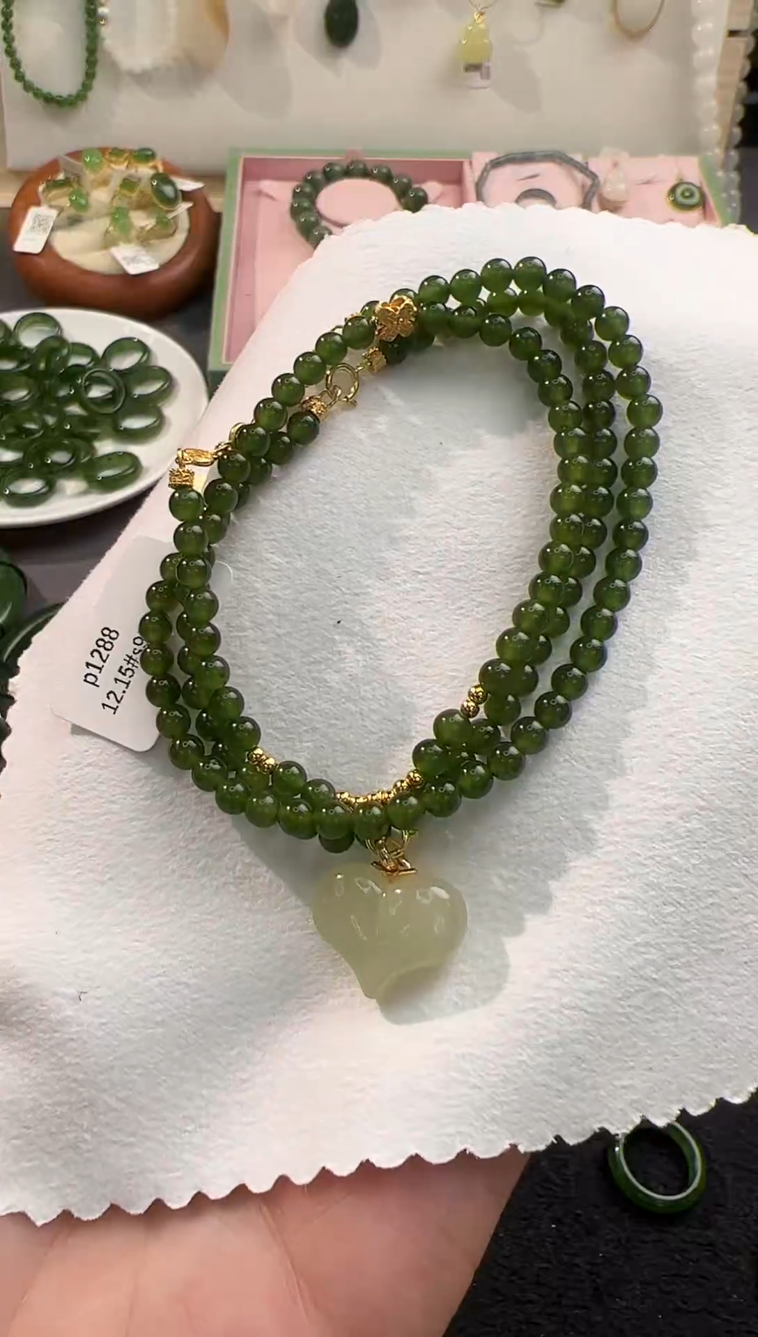 颈饰银S925镀金镶嵌和田玉xw