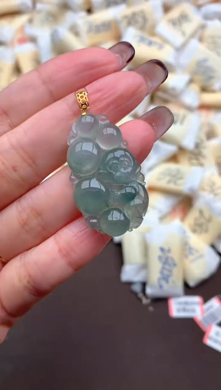 【闪购商品】翡翠挂件18K金镶嵌一