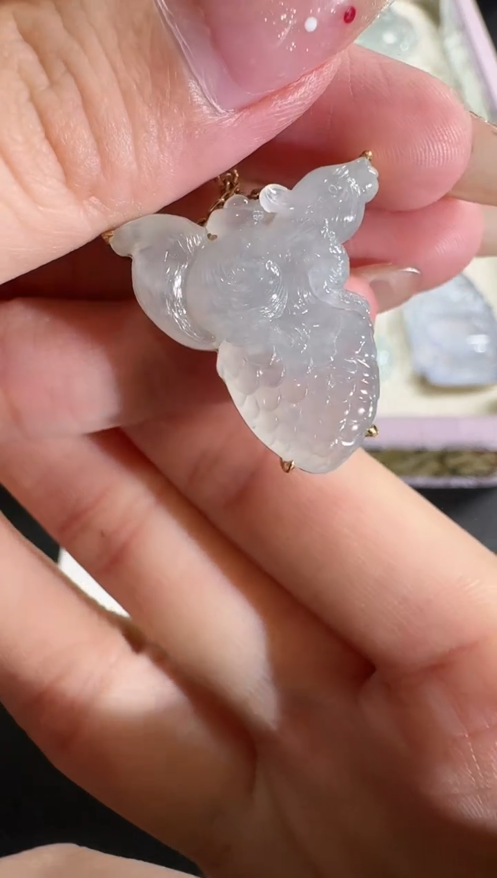 【闪购商品】翡翠吊坠(不含链)18K金镶嵌【源头工厂】钻石镶嵌