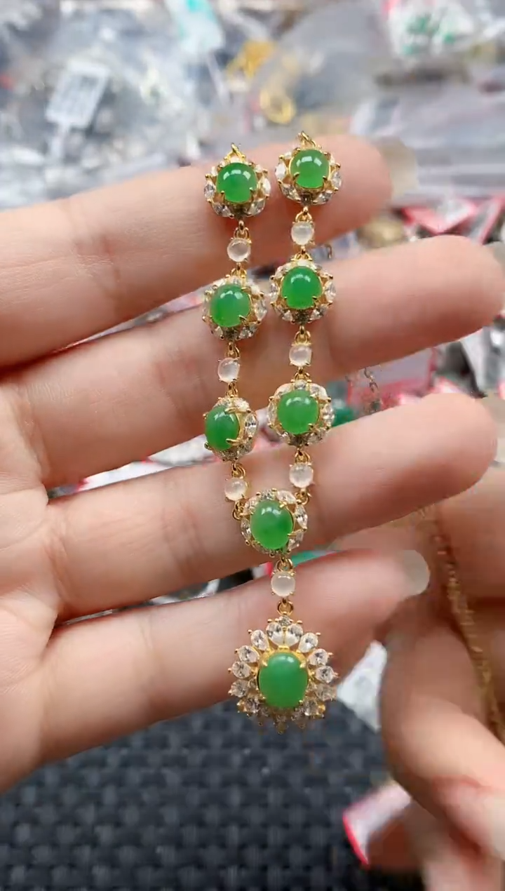 银S925镶嵌戒指翡翠天然A货缅甸翡翠