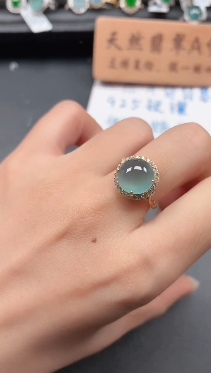 银S925镶嵌戒指翡翠111