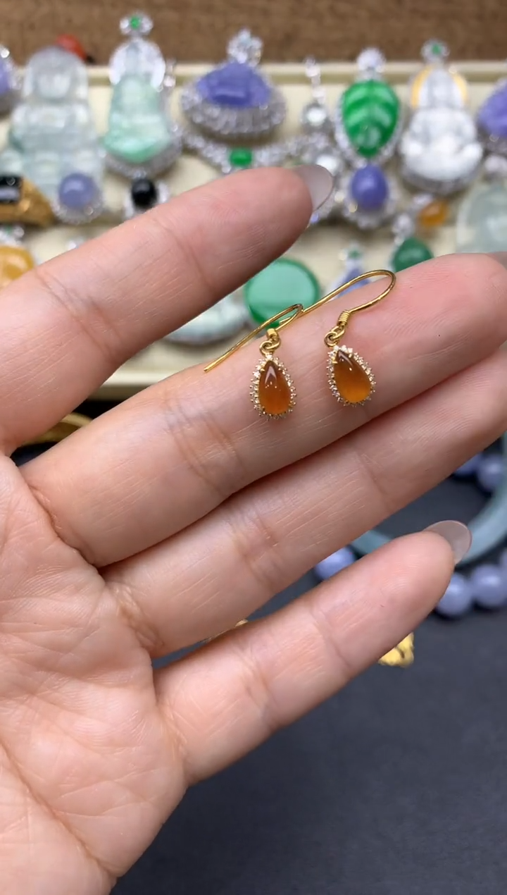 【闪购商品】翡翠耳饰18K金镶嵌111-中国好珍宝