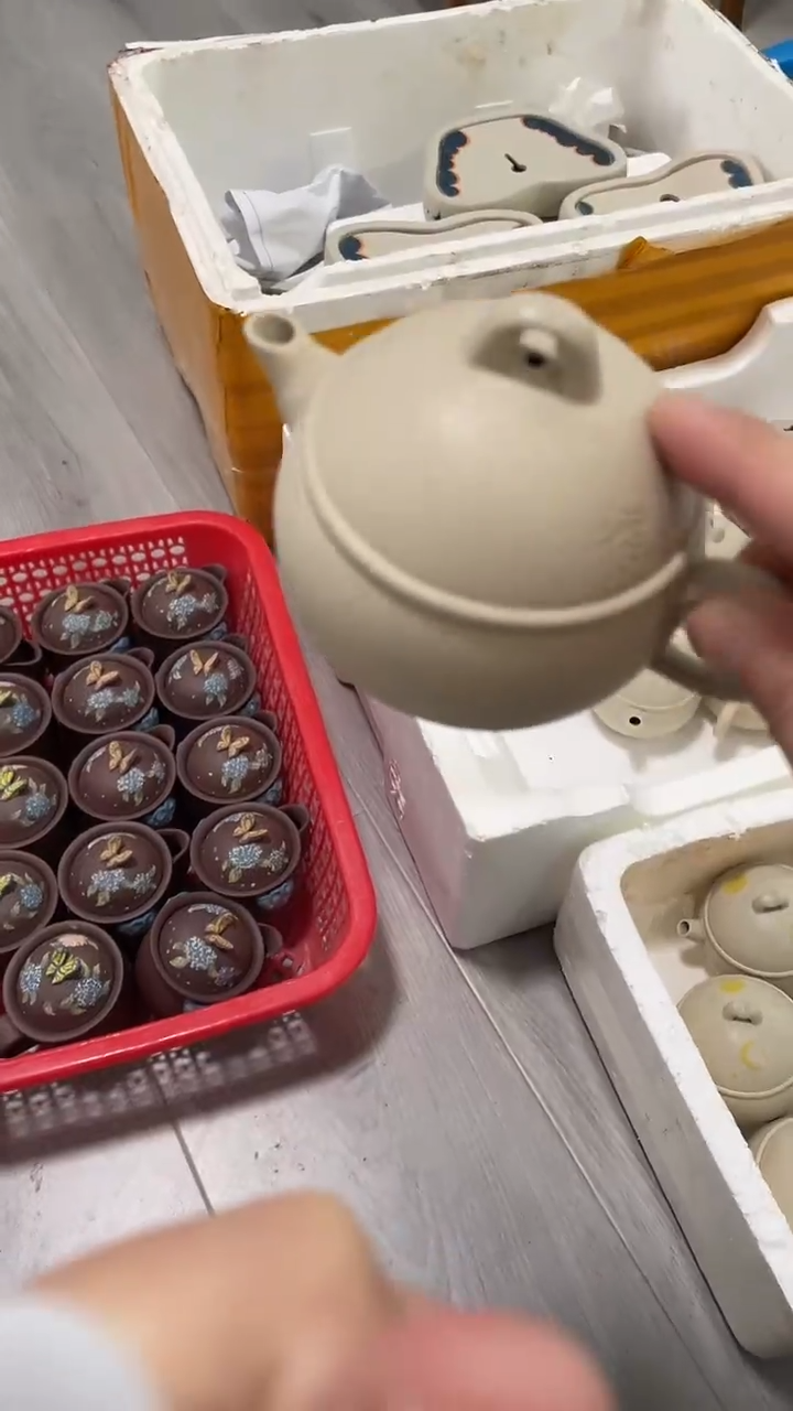 茶壶紫砂白泥刻字大口盖壶