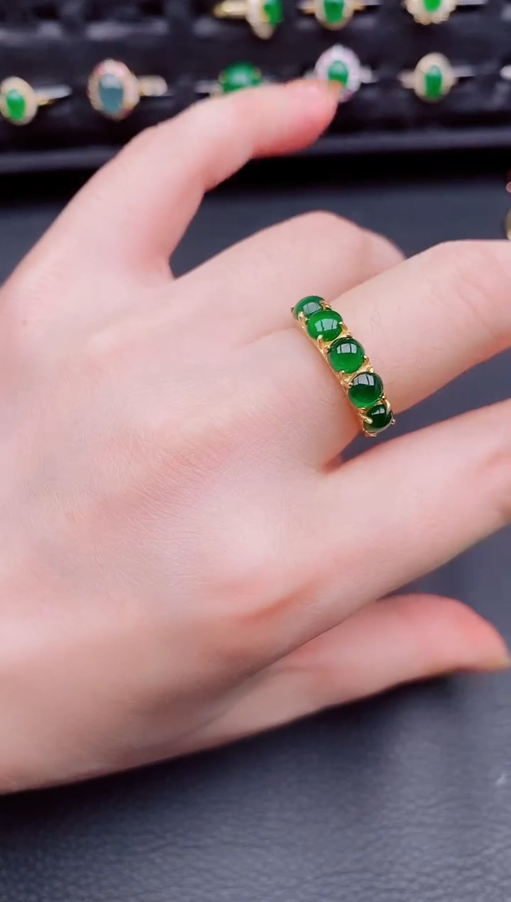 【闪购商品】翡翠戒指银S925镶嵌天然a货翡翠127