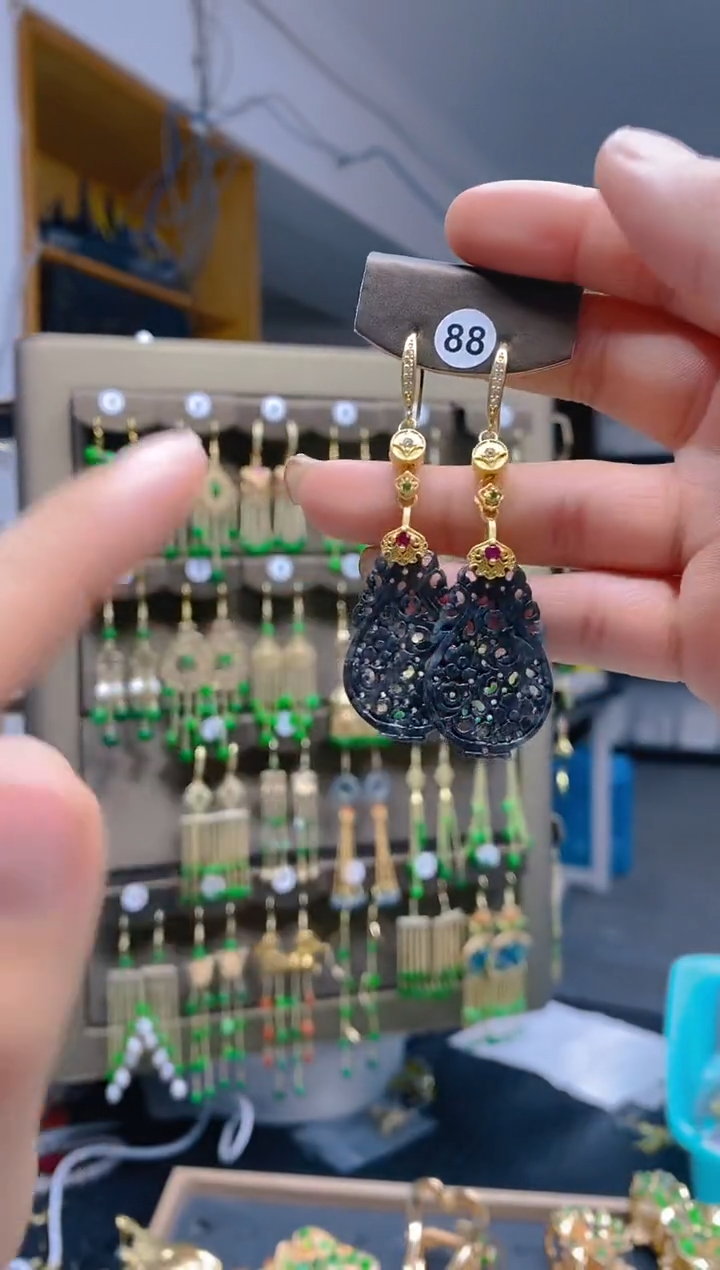 【闪购商品】翡翠耳饰合金0462翡翠耳钩