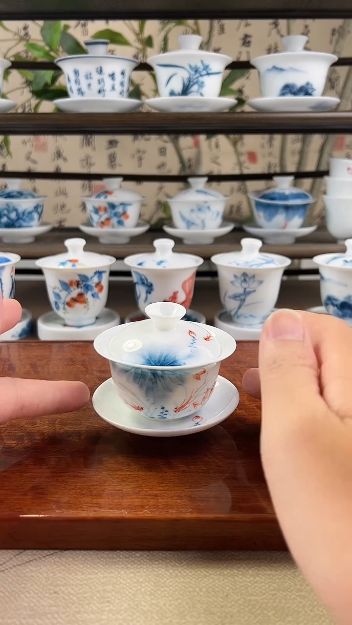  微瑕蓝莲80ml三才盖碗