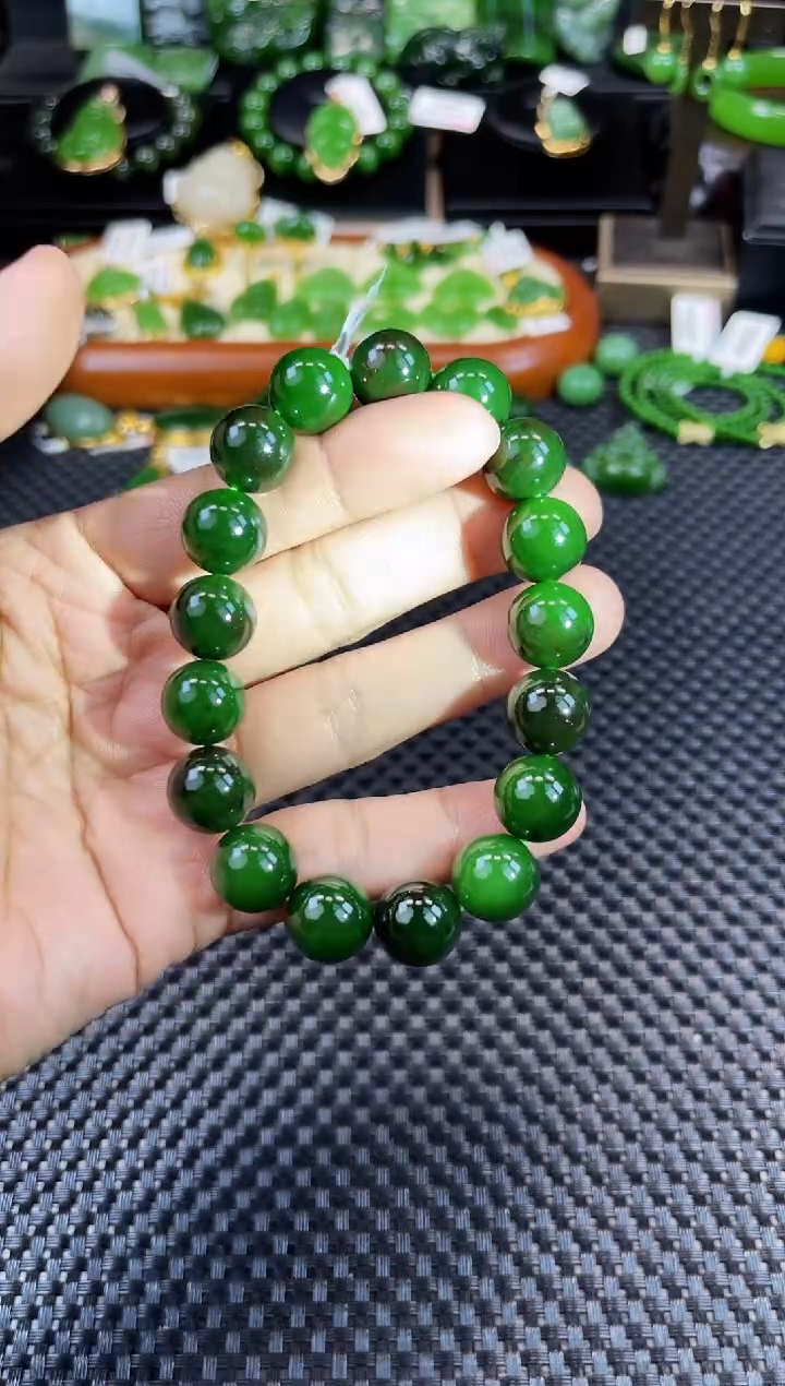 【闪购商品】和田玉（碧玉）手串未镶嵌FG005红皮手串12mm