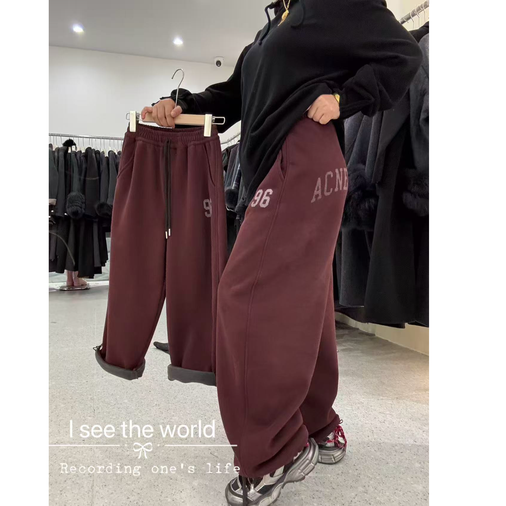 Y12  韩版男女童新款时尚儿童洋气百搭休闲加绒休闲裤