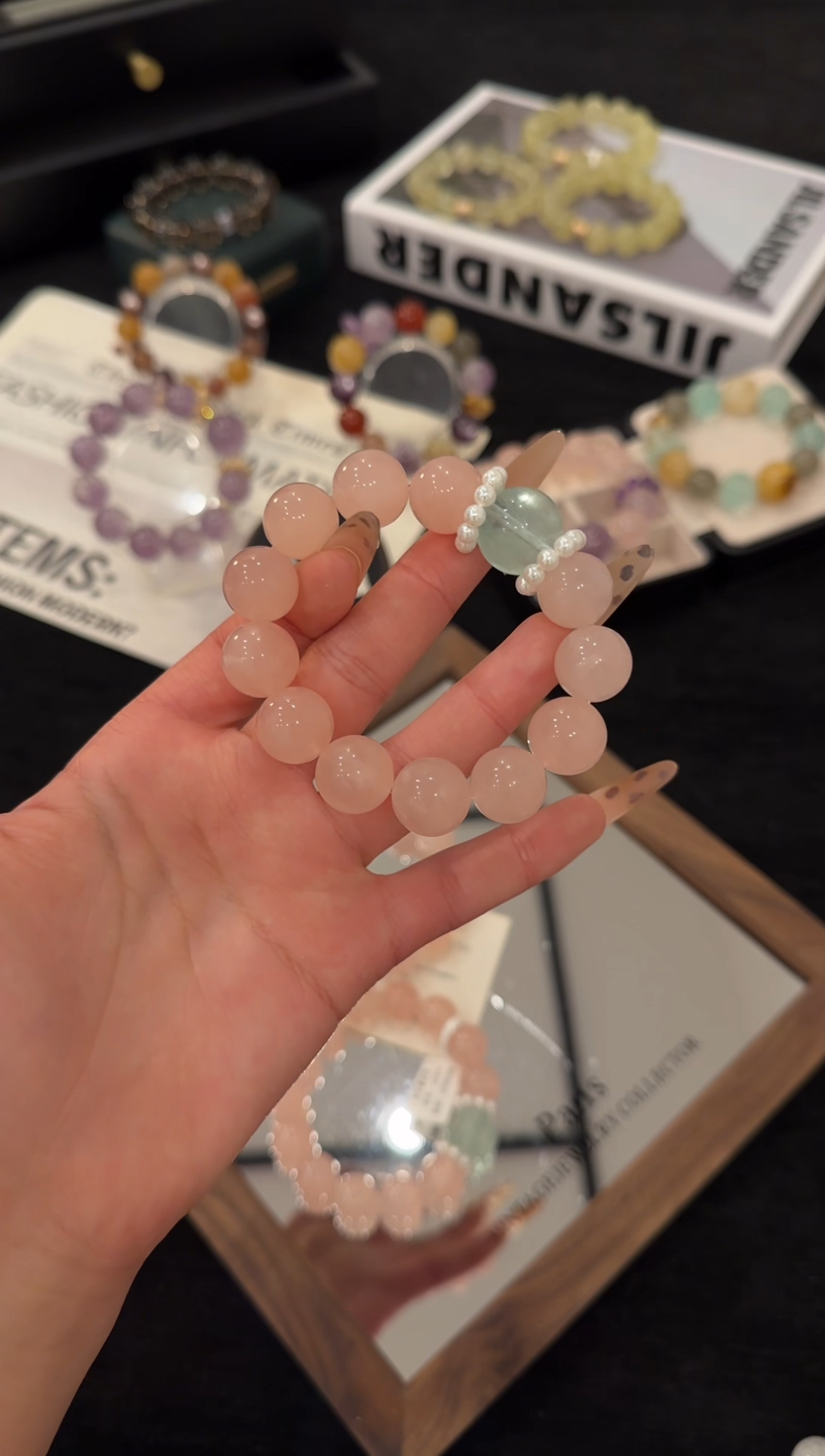 未镶嵌手链水晶粉水晶x3504