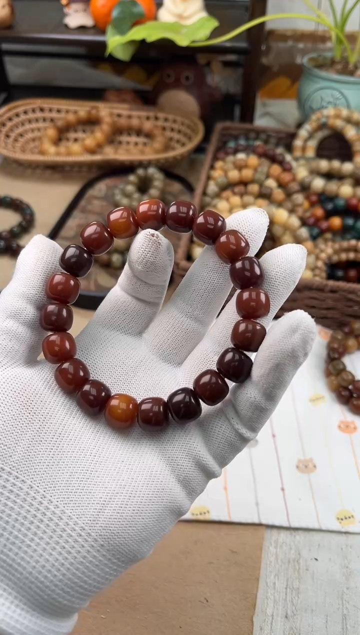 手串菩提根/象牙果x757 卡13 干磨+机抛红秋