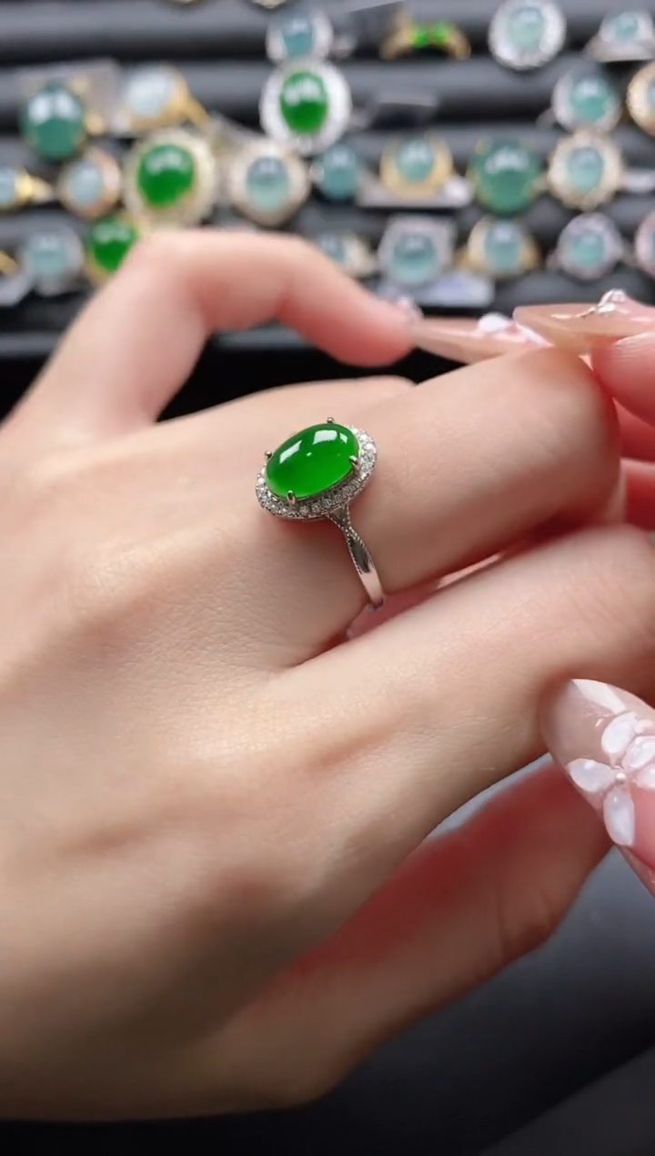 【闪购商品】翡翠戒指银S925镶嵌11111